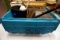Heavy duty blue tote, heavy duty filebox, trash can, cane, artwork, picture frames.