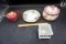 Plates, candles, Creamer, canister.