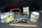 Kitchen supplies, egg piercer, tea infuser, cup, and more.