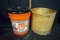 5 gallon bucket, wooden barrel.