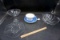 Cup and saucer, clear glass.