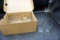 Box full of glassware. Clear glass cups.