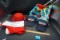Santa Chair Topper, bowler hat, Boy Scouts hats, sunglasses bag.