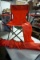Two red bag chairs.