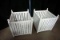 White wooden planter boxes.