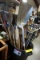 All of the tools and golf clubs seen here. Rakes, shovels, golf clubs, and more.