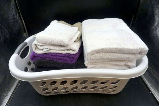 Basket full of towels.