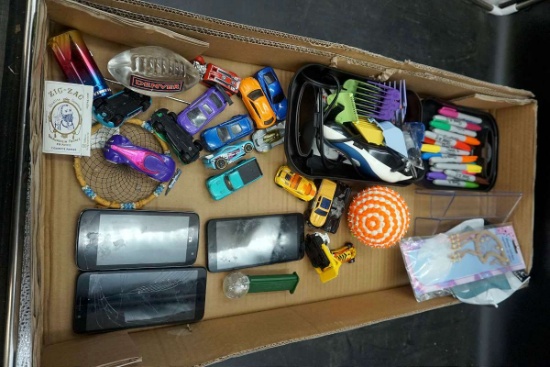 Hair Clippers, cell phones, Sharpie markers, Matchbox cars, Denver Broncos ashtray, dream catchers.