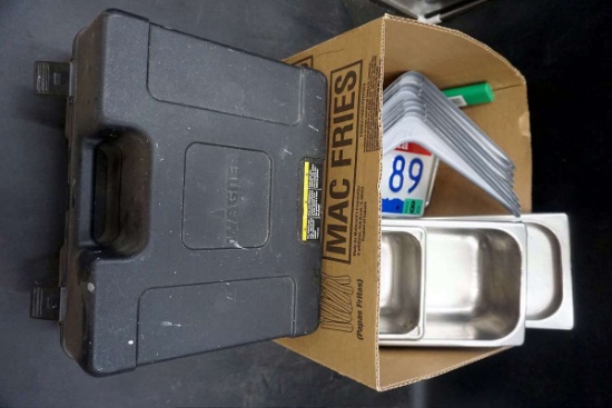 Shelf brackets, license plates, pans, Wagner paint eater.