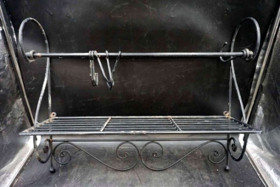 Shelf with pot rack. Has been photographed upside down :). You'll have to use your imagination here.