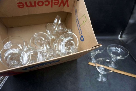 Clear glass ice cream sundaes. Stemware.