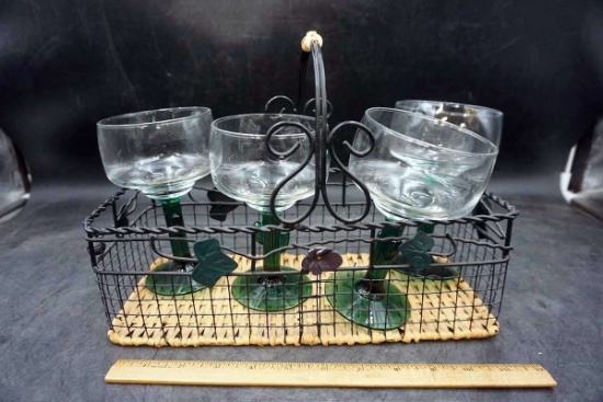 Basket, Green Based Stemware