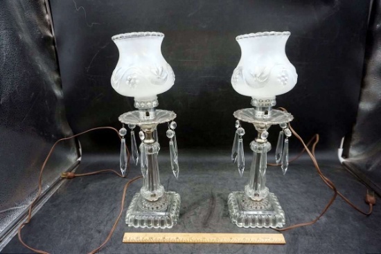 Pair of Matching Crystal Lamps
