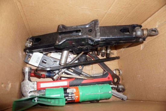 Box of Tools, Jack, Hammer, Screwdrivers, & More
