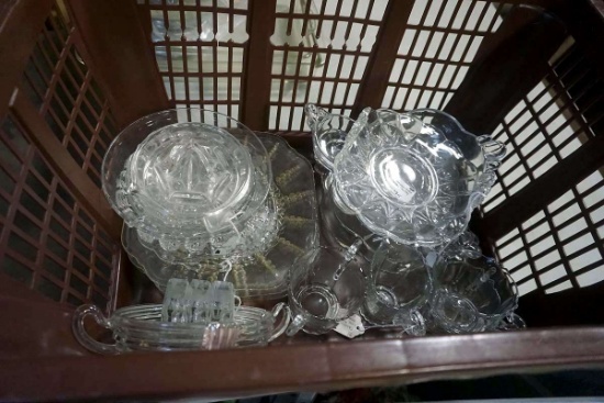 Basket full of clear glass.
