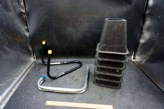 Heavy duty garage hooks, furniture risers.