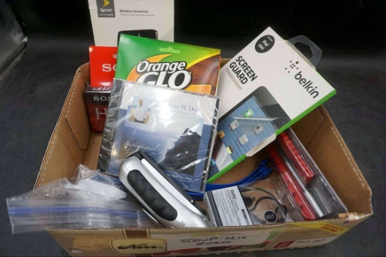 Headphones, screen protector, stapler, CDs,'cause. That's, and more. Task Force tool set.