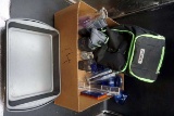 Pans, fuel, backpack, boots, milk bottle, and more.