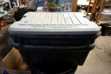 Action Packer tote with lid. Full of. Extension cords, drop cords, and more.