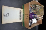Peanuts treasury book., Polaroid cameras, cameras, lighthouse figures, sailboats, artwork, and more.