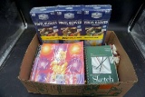 Vinyl gloves, school supplies, sketchbook.
