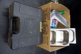 Shelf brackets, license plates, pans, Wagner paint eater.