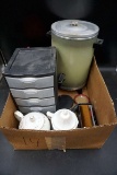 Avocado green coffee pot, teapots, organizer bin, and more. Bolt bin.