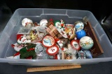 Large tote, full of vintage ornaments, Christmas ornaments.