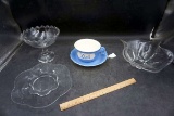 Cup and saucer, clear glass.