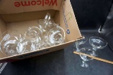 Clear glass ice cream sundaes. Stemware.