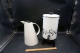 Coffee, percolator and coffee carafe.