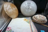 Shades, Linens w/ embroidery, Dishes