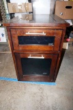 Glass top file cabinet.