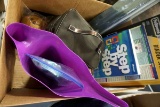 Books, bags, binder sheets, curtain rods, Pouring spout, and more. Teddy bear.