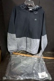 XL Zip up sweater, L shirt.
