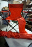 Two red bag chairs.
