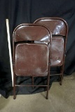 Metal folding chairs.