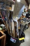 All of the tools and golf clubs seen here. Rakes, shovels, golf clubs, and more.