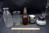 Assorted glassware, insulator.