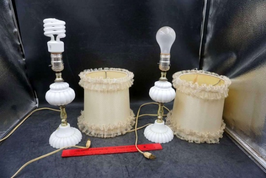 Glass Electric Lamps w/ Shades