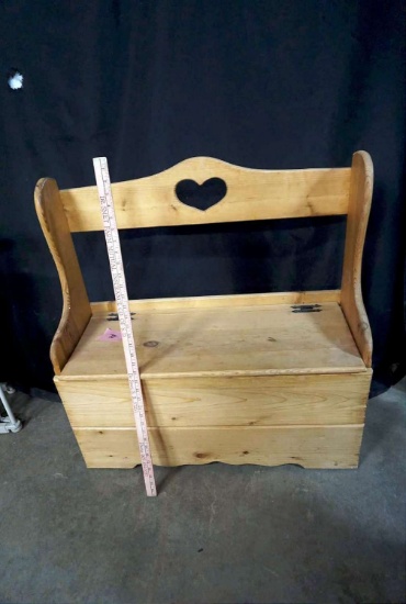 Wooden heart bench with storage