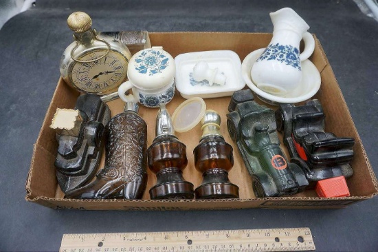 Avon - Glass Boot & Cars w/ Various Items