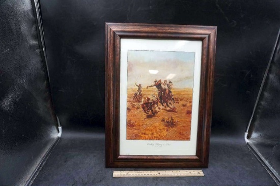 "Cowboy Roping a Steer" By C.M. Russell Picture