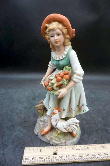 1980's Homeco Girl w/ Fruit & Rooster