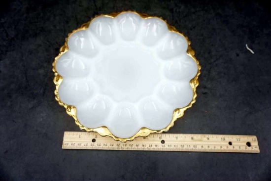 Egg Plate W/ Gold Trim