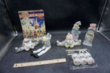 Santa and Reindeer Figurines along with Tea Lights