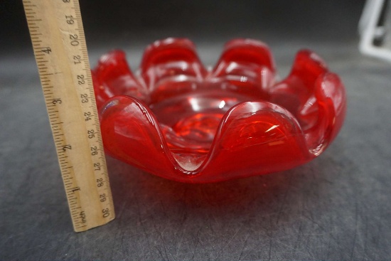 Ruby Red Glass Ashtray