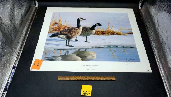 "Early Arrival - Canada Geese" by Gary W. Moss - 46/1500 Signed. Miller Genuine Draft Collab