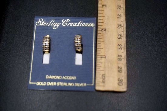 Sterling Creations Diamond Accent Gold Over Sterling Silver Earrings