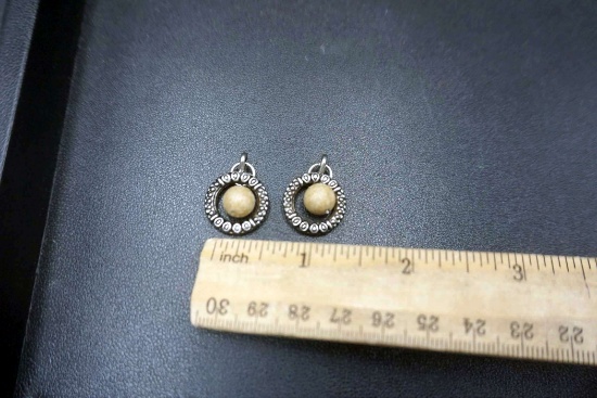 Sterling Silver Tan Stone Earrings